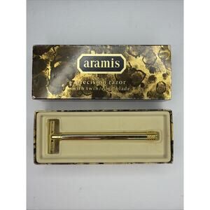 Aramis Vintage Brass Precision Razor With Original Box Gold Tone Retro Gift